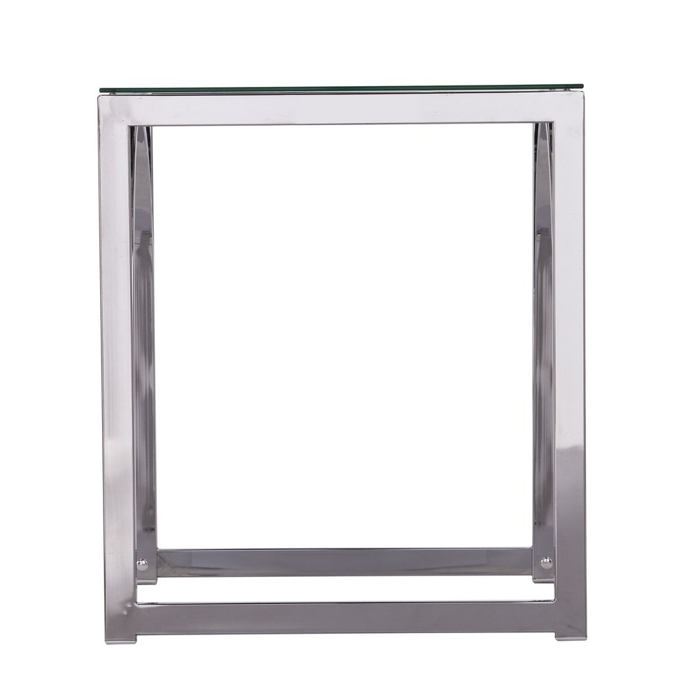 Chrome Glass and Iron Square End Table - 22-inch