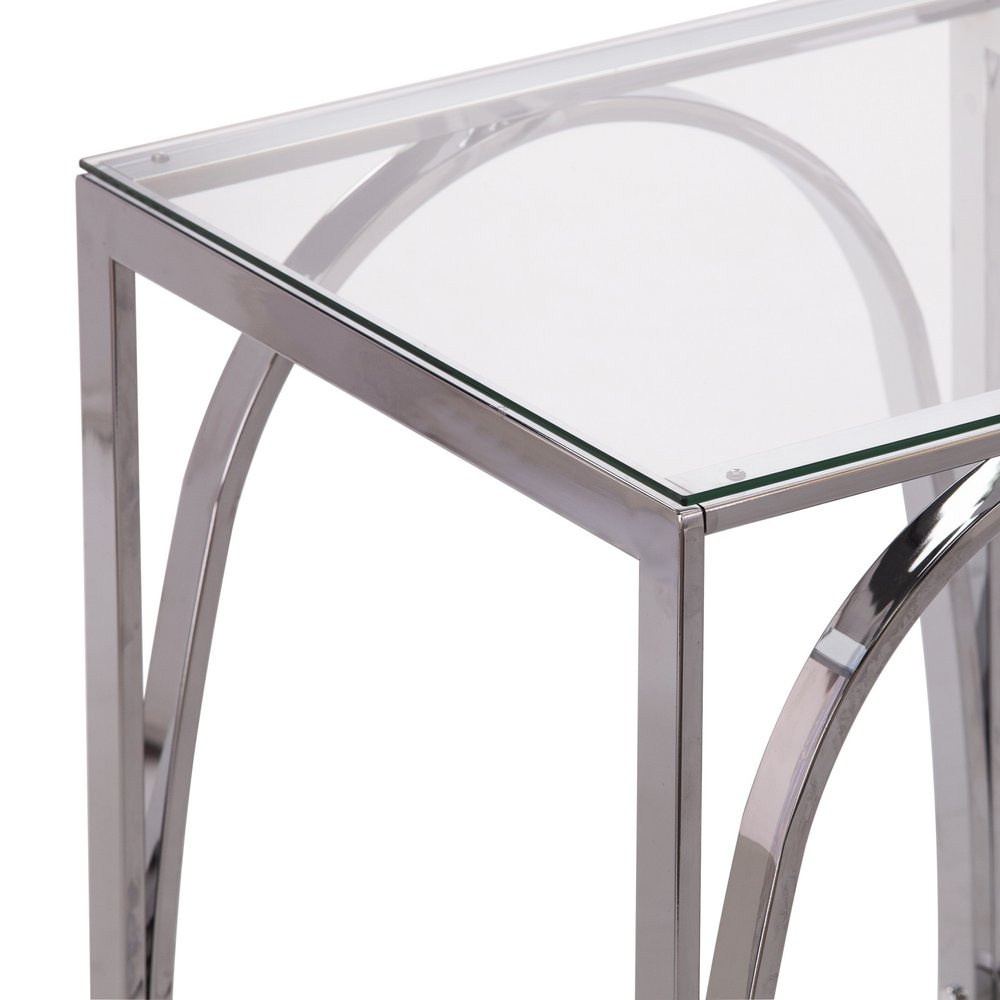 Chrome Glass and Iron Square End Table - 22-inch