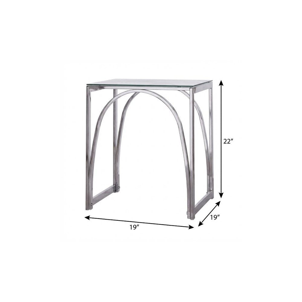 Chrome Glass and Iron Square End Table - 22-inch