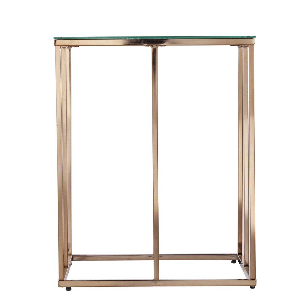 Champagne Glass and Iron Square End Table - 24-inch