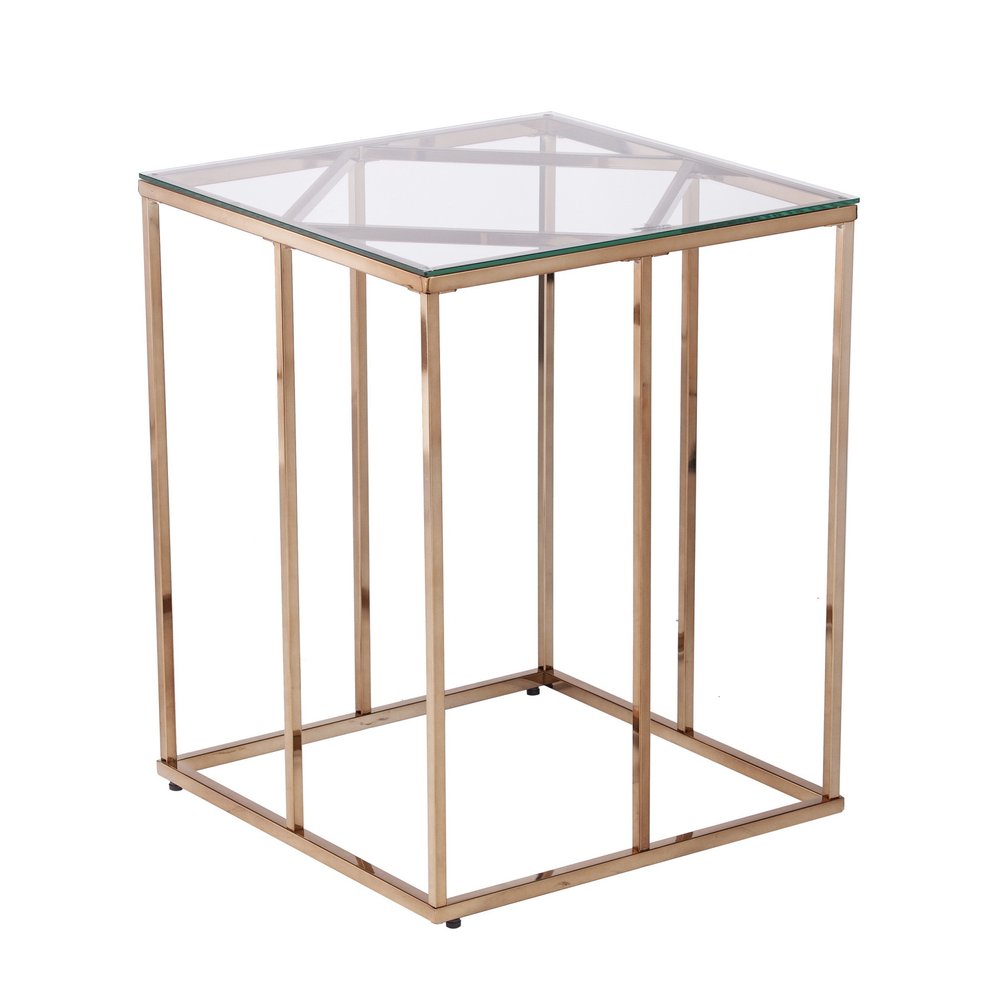 Champagne Glass and Iron Square End Table - 24-inch