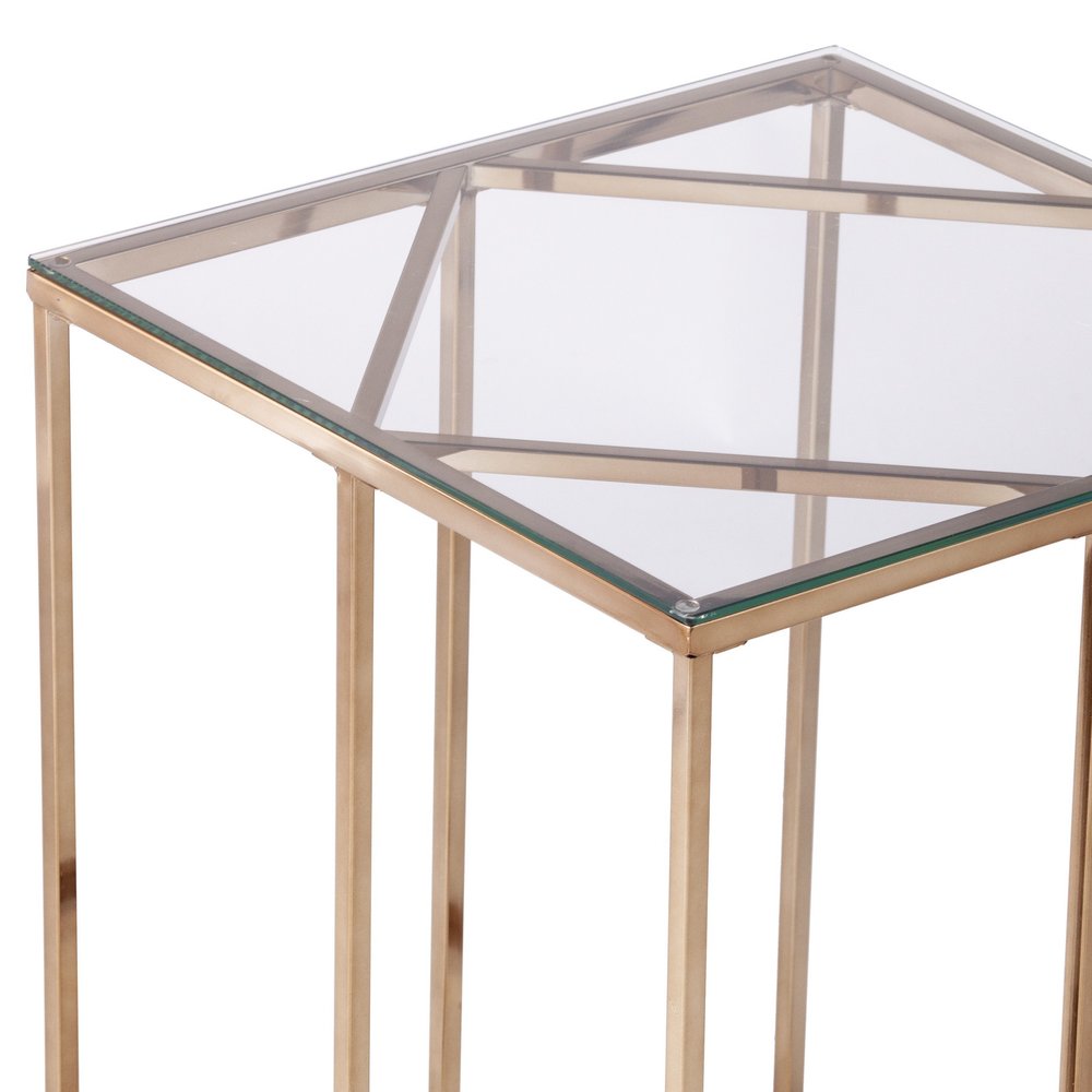 Champagne Glass and Iron Square End Table - 24-inch