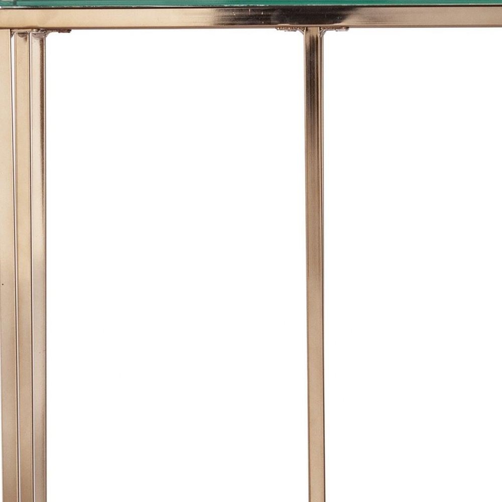 Champagne Glass and Iron Square End Table - 24-inch