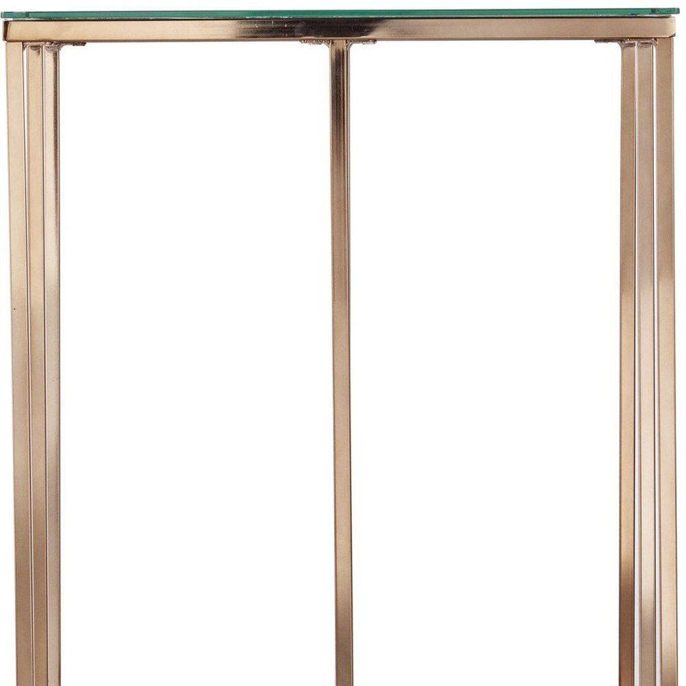 Champagne Glass and Iron Square End Table - 24-inch