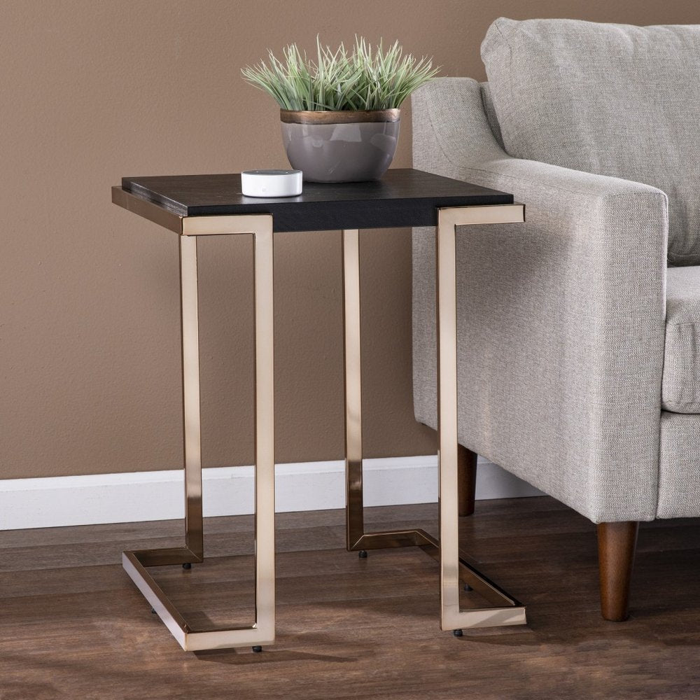 Black Geometric Metal Square End Table - 24-inch