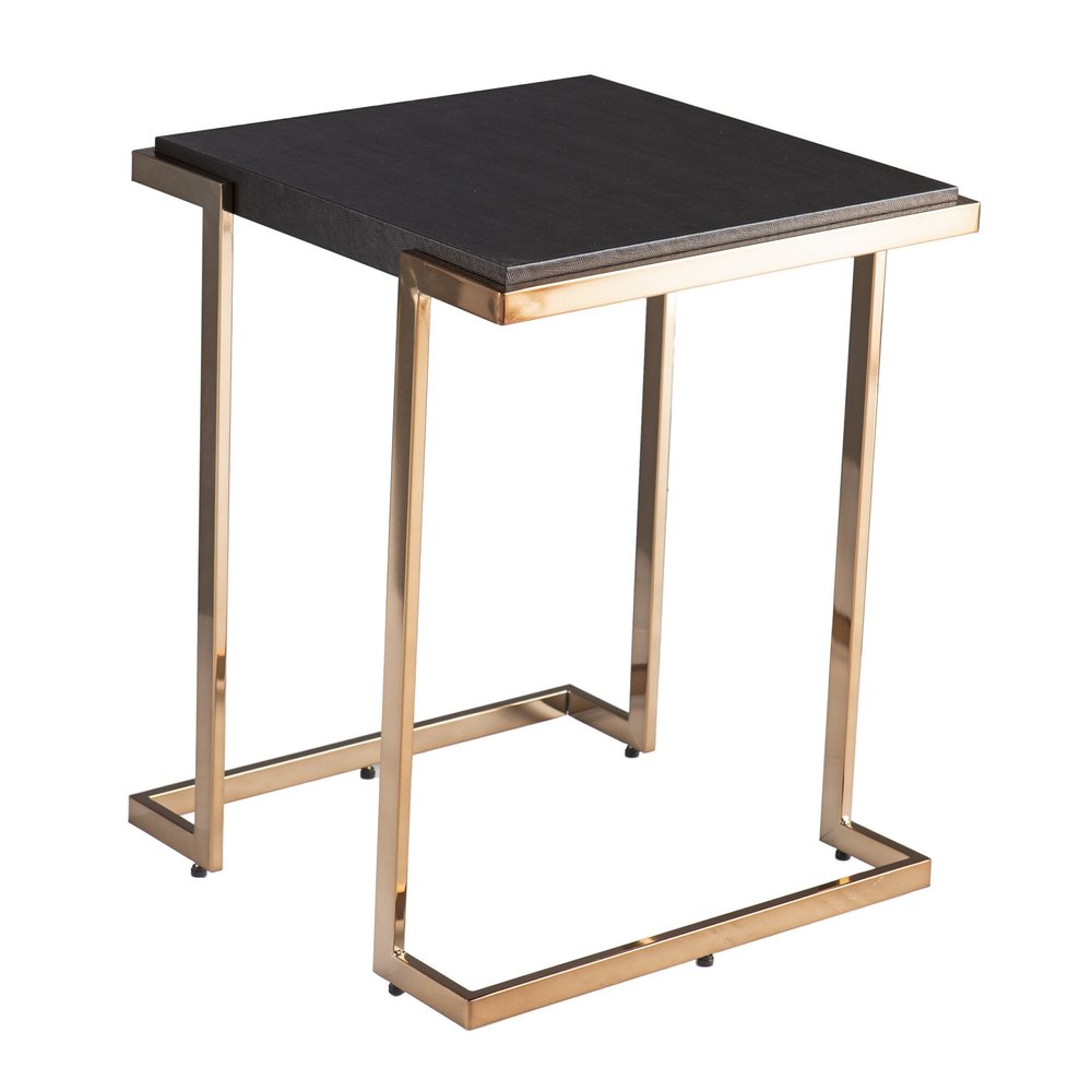 Black Geometric Metal Square End Table - 24-inch