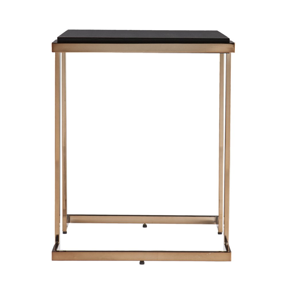 Black Geometric Metal Square End Table - 24-inch