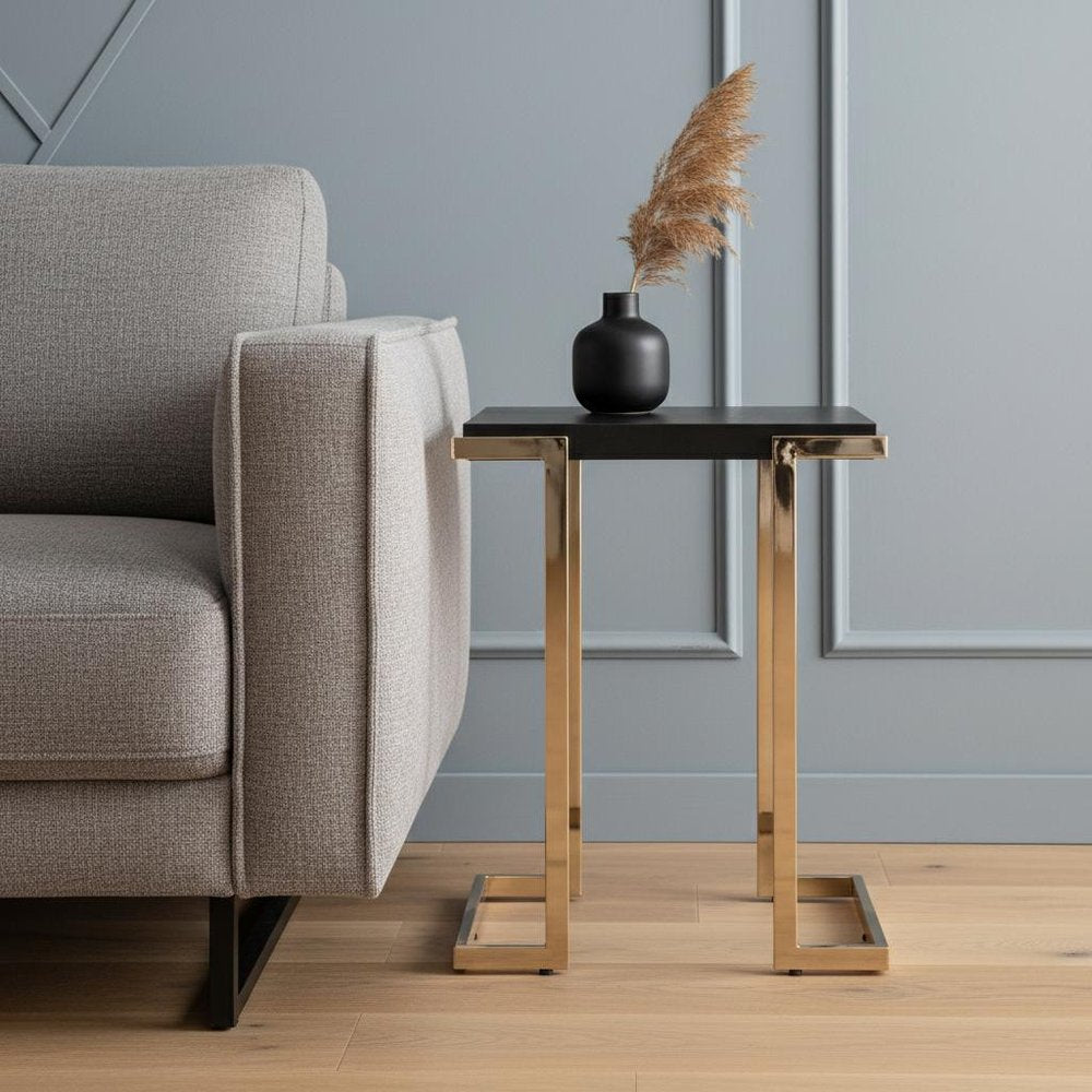 Black Geometric Metal Square End Table - 24-inch