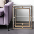 Champagne Glass and Iron Square End Table - 23-inch