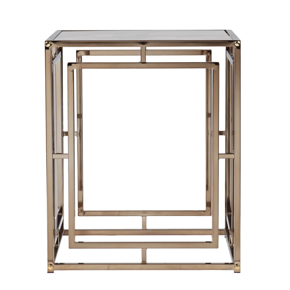 Champagne Glass and Iron Square End Table - 23-inch