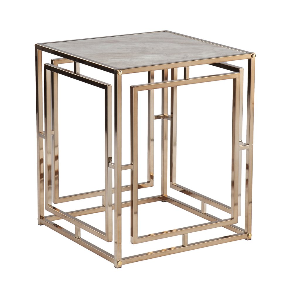 Champagne Glass and Iron Square End Table - 23-inch