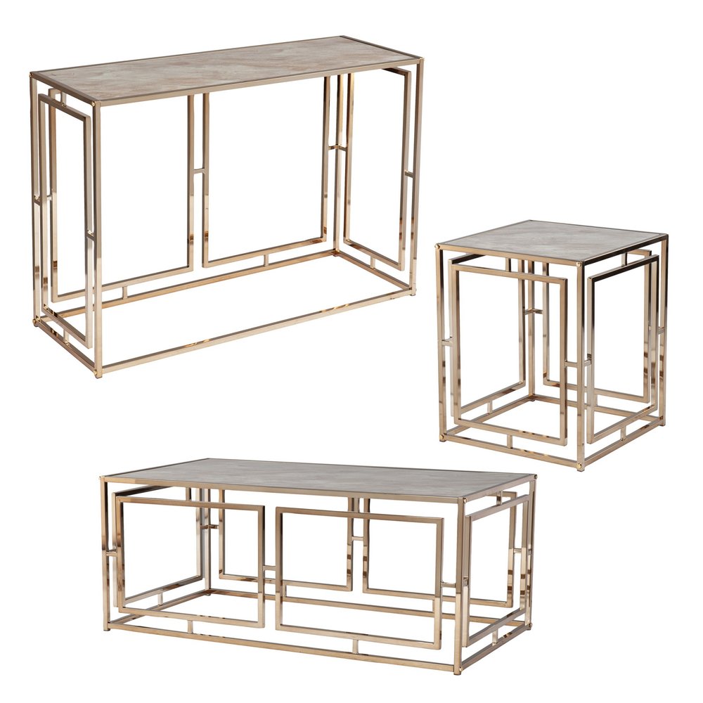 Champagne Glass and Iron Square End Table - 23-inch