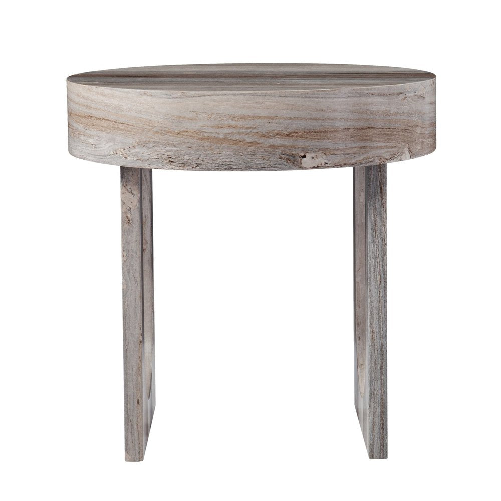 Brown Manufactured Wood Round End Table - 20-inch