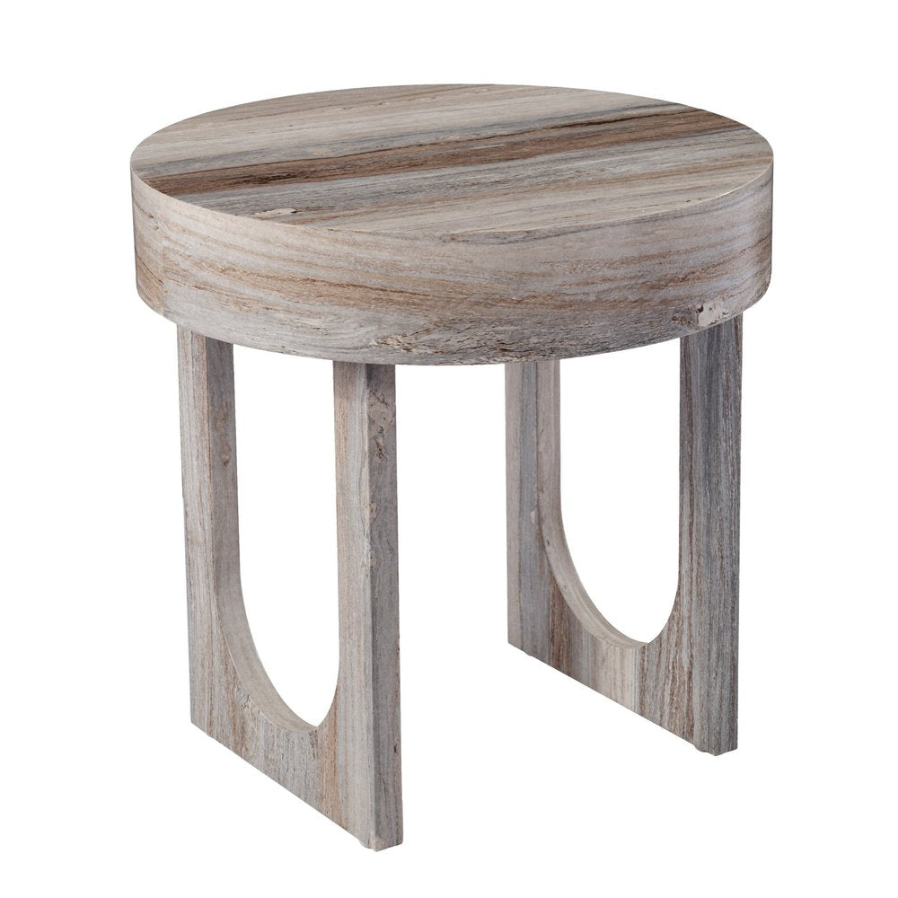Brown Manufactured Wood Round End Table - 20-inch