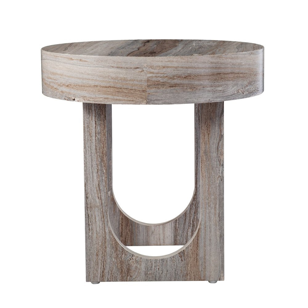Brown Manufactured Wood Round End Table - 20-inch