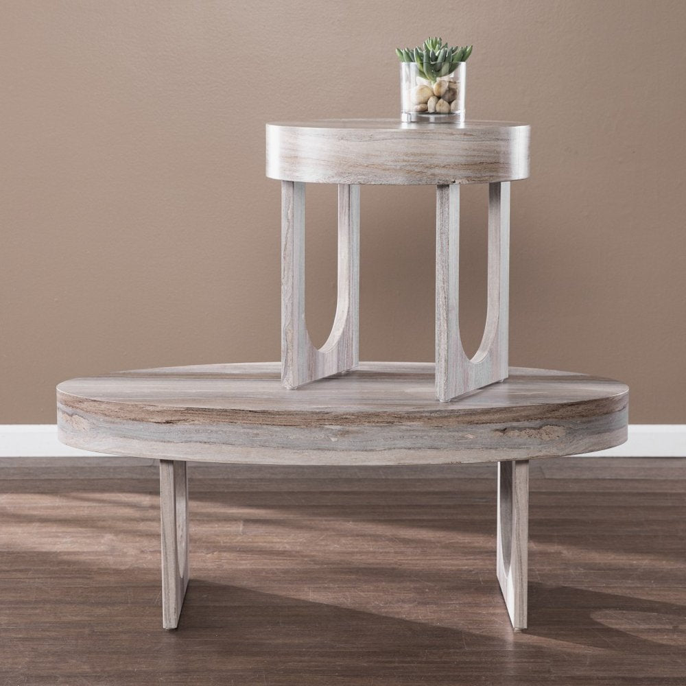 Brown Manufactured Wood Round End Table - 20-inch