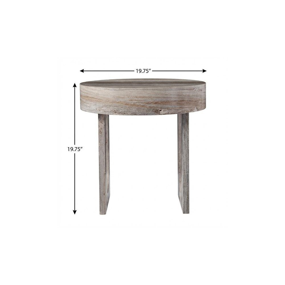 Brown Manufactured Wood Round End Table - 20-inch