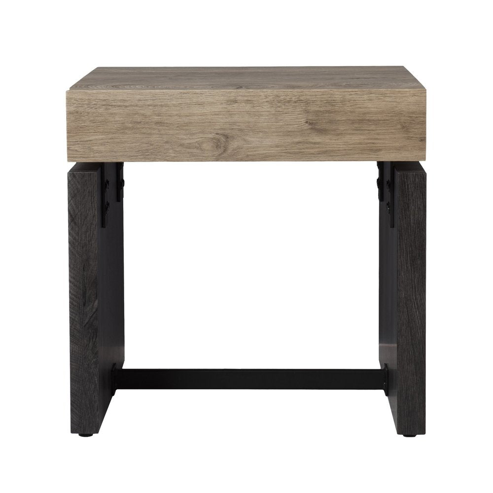 Natural Wood Manufactured Wood and Iron Square End Table - 20-inch