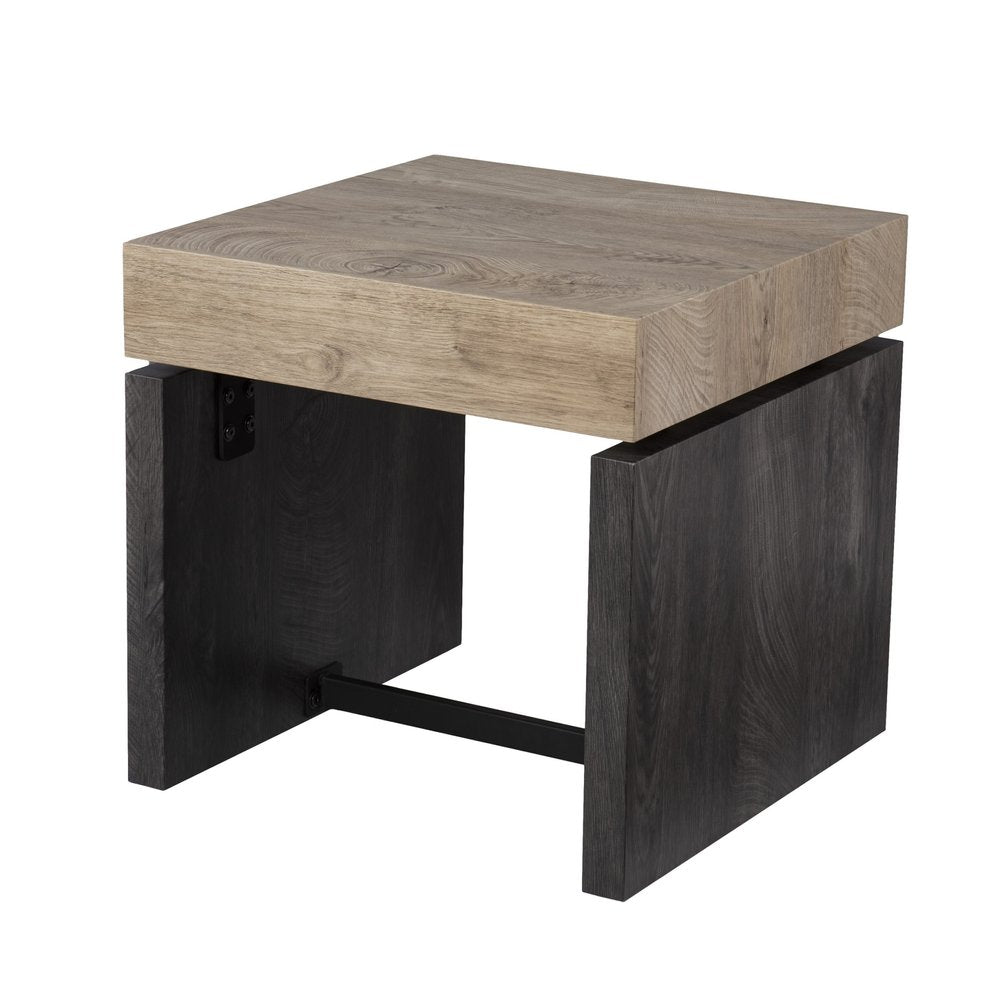 Natural Wood Manufactured Wood and Iron Square End Table - 20-inch