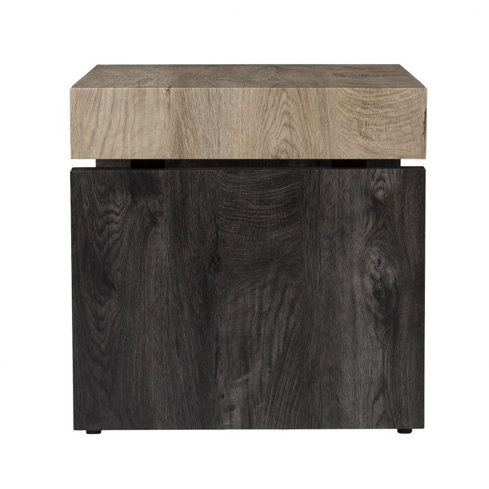 Natural Wood Manufactured Wood and Iron Square End Table - 20-inch
