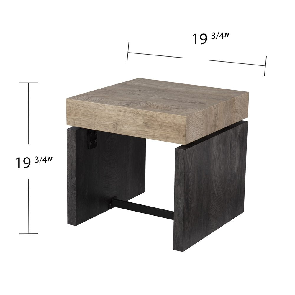 Natural Wood Manufactured Wood and Iron Square End Table - 20-inch
