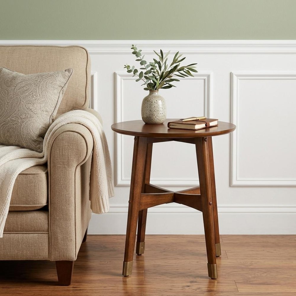 Brown Solid Wood End Table - 23-inch