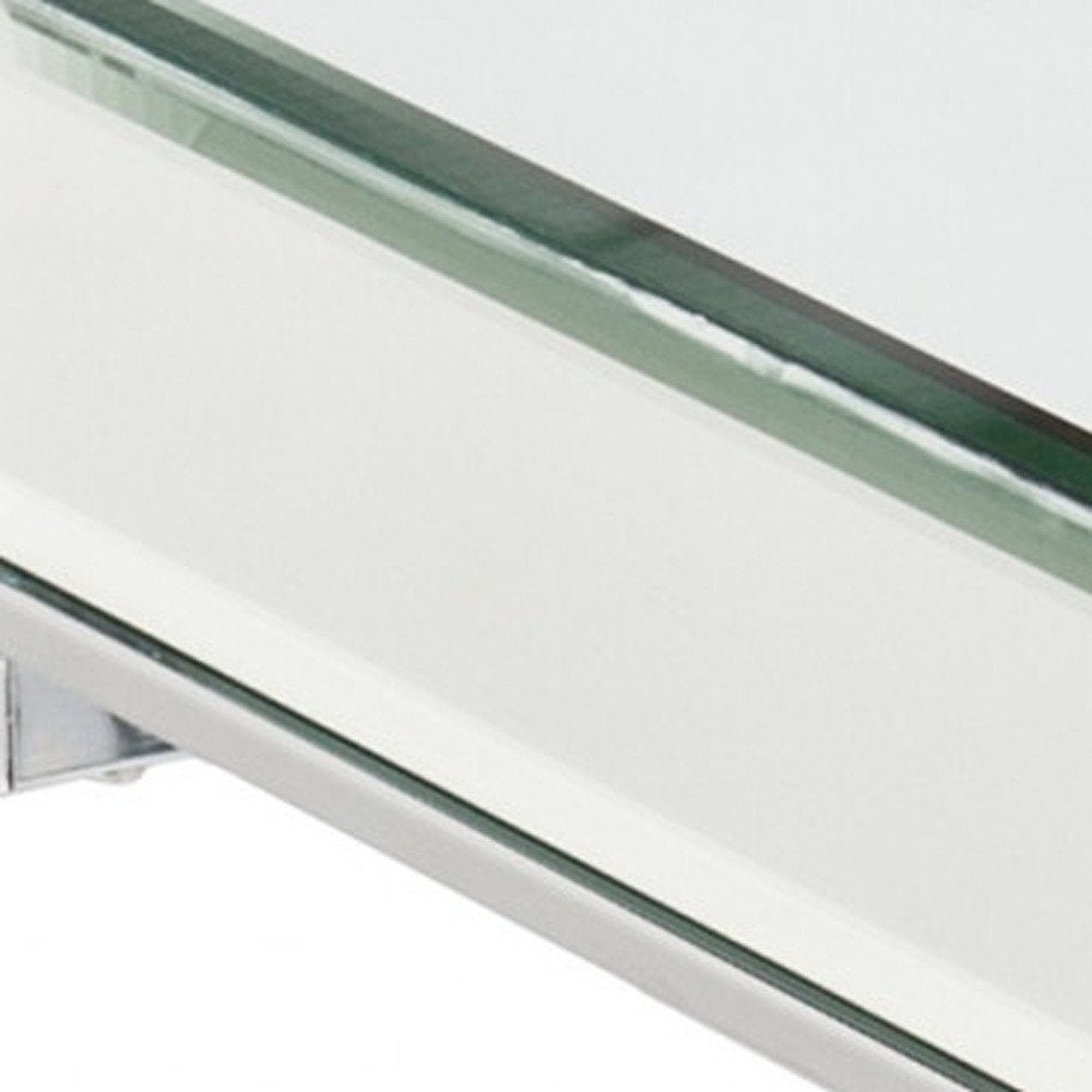 Silver and Clear Mirrored Glass Square End Table - 22-inch