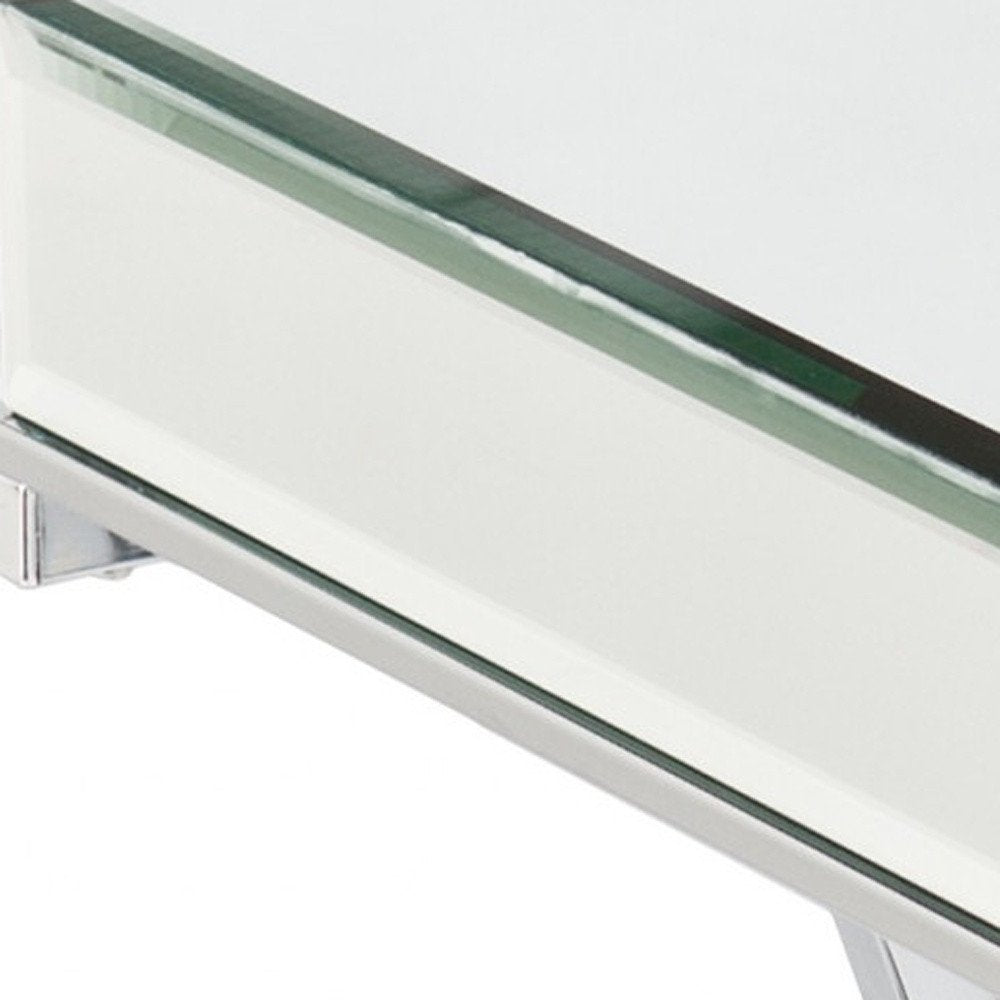 Silver and Clear Mirrored Glass Square End Table - 22-inch