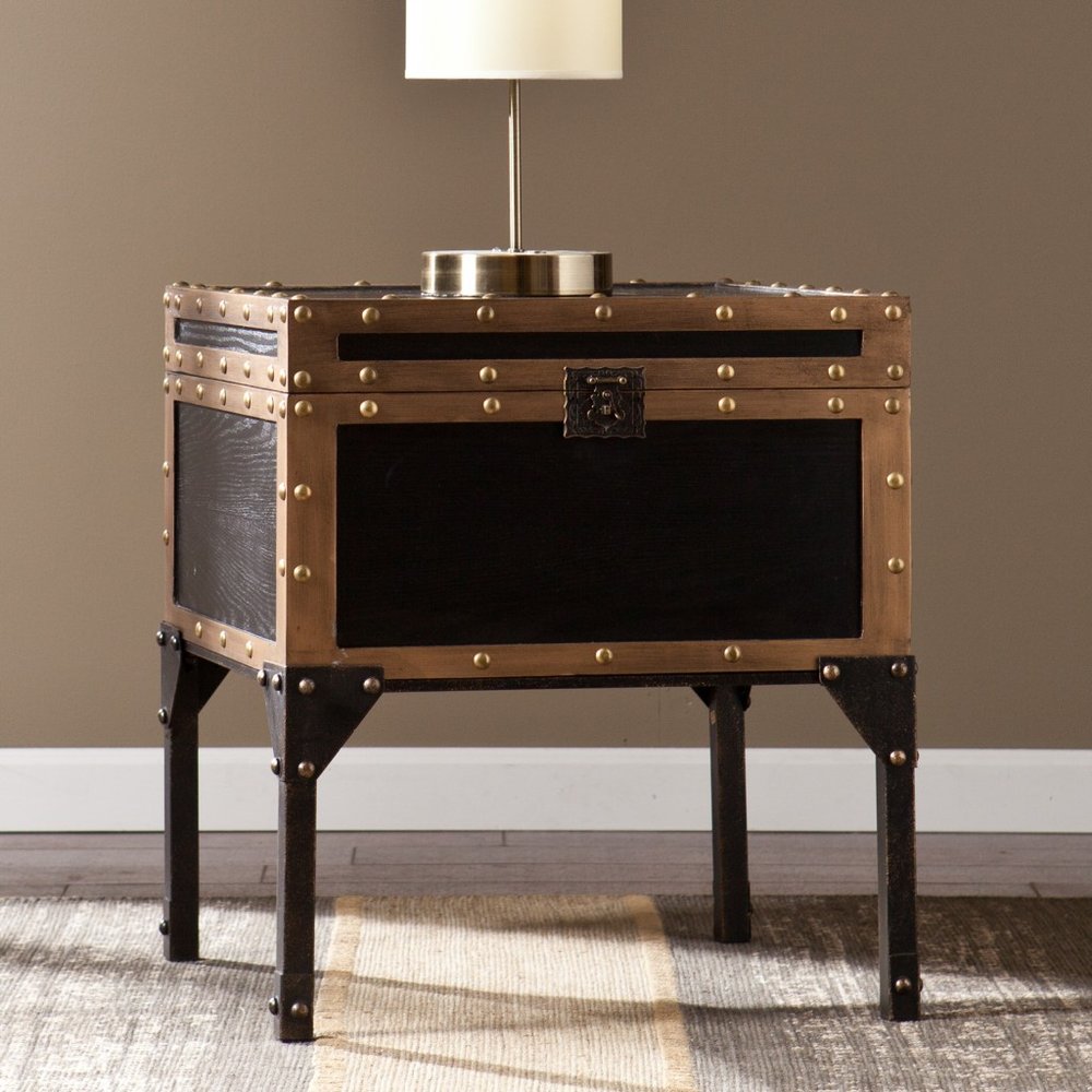 Black Manufactured Wood and Iron Square End Table - 23-inch