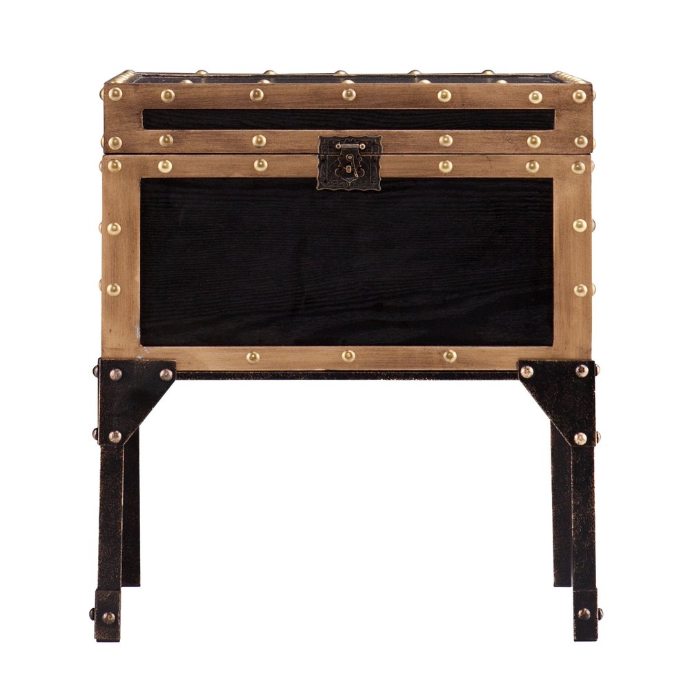 Black Manufactured Wood and Iron Square End Table - 23-inch