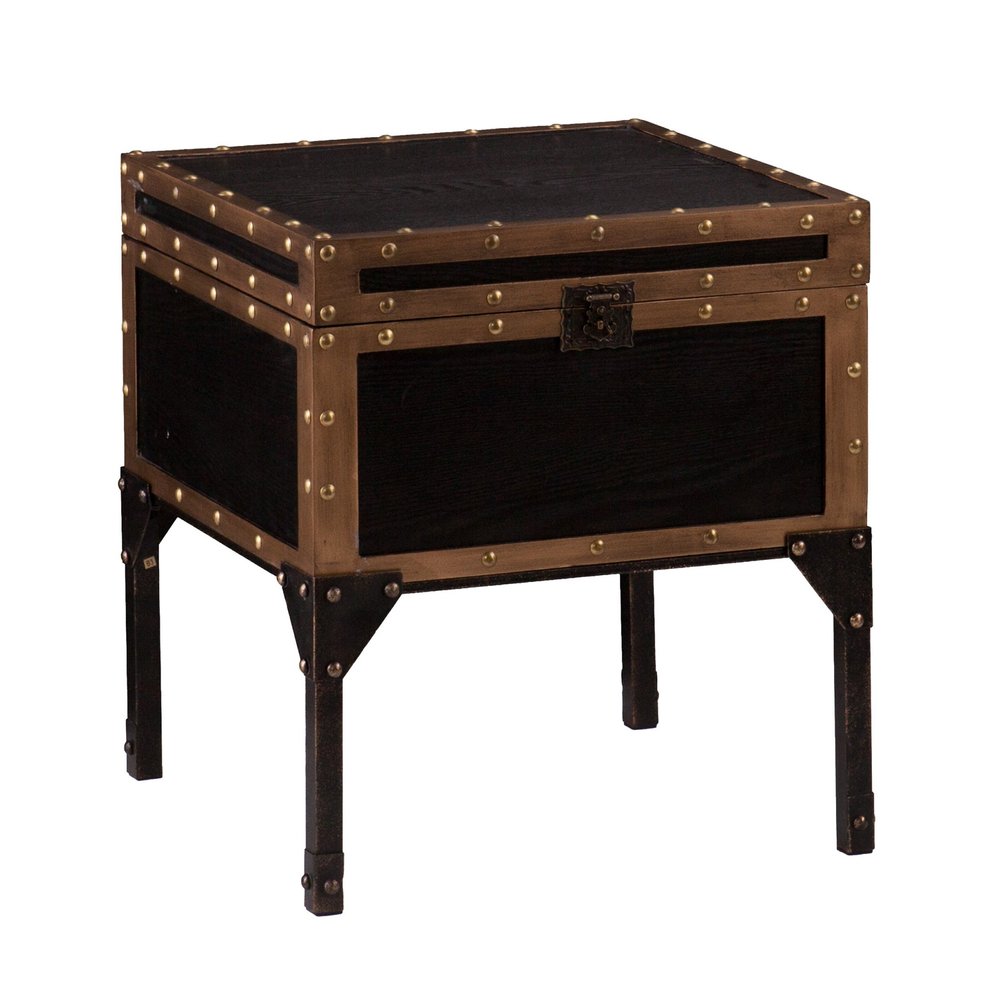 Black Manufactured Wood and Iron Square End Table - 23-inch