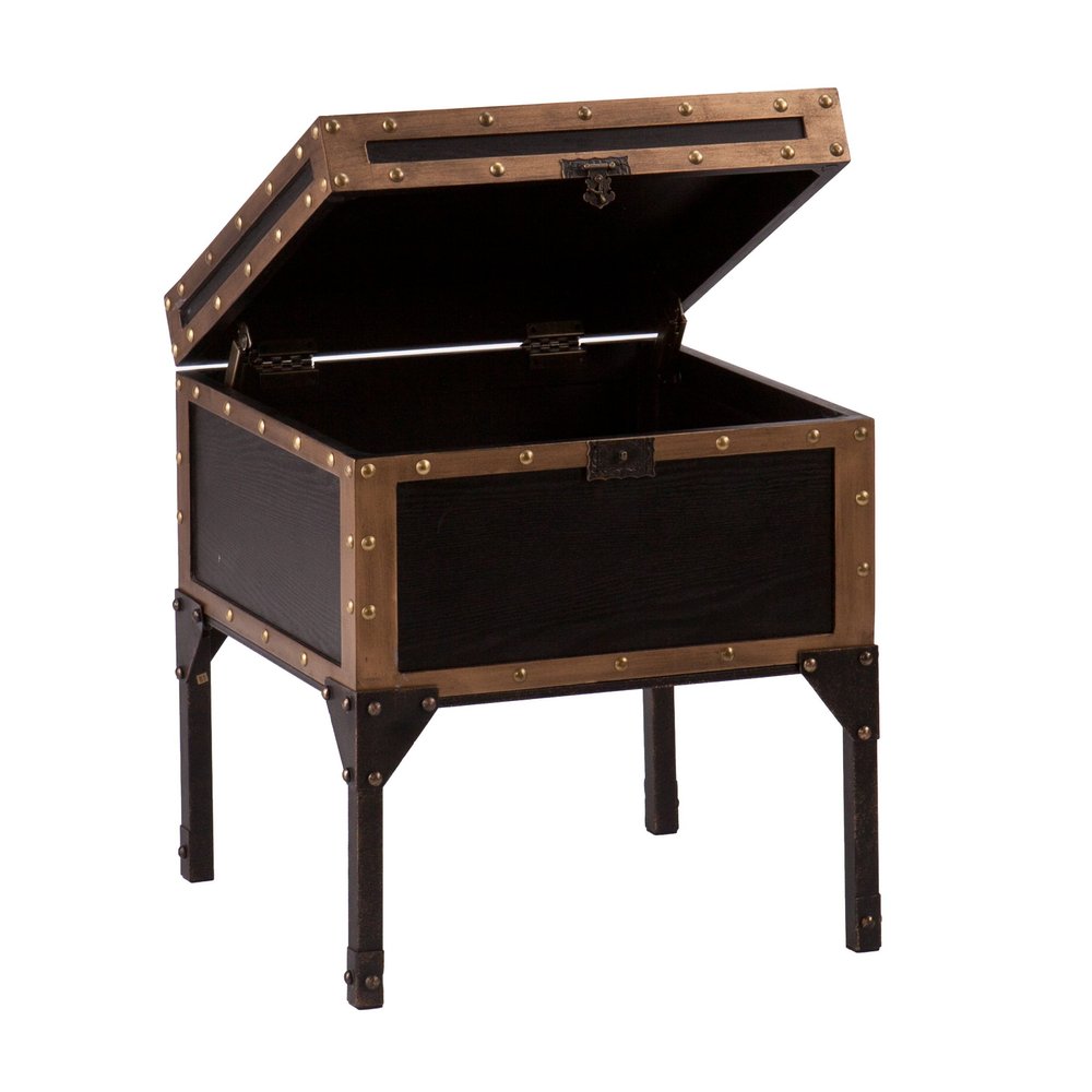 Black Manufactured Wood and Iron Square End Table - 23-inch