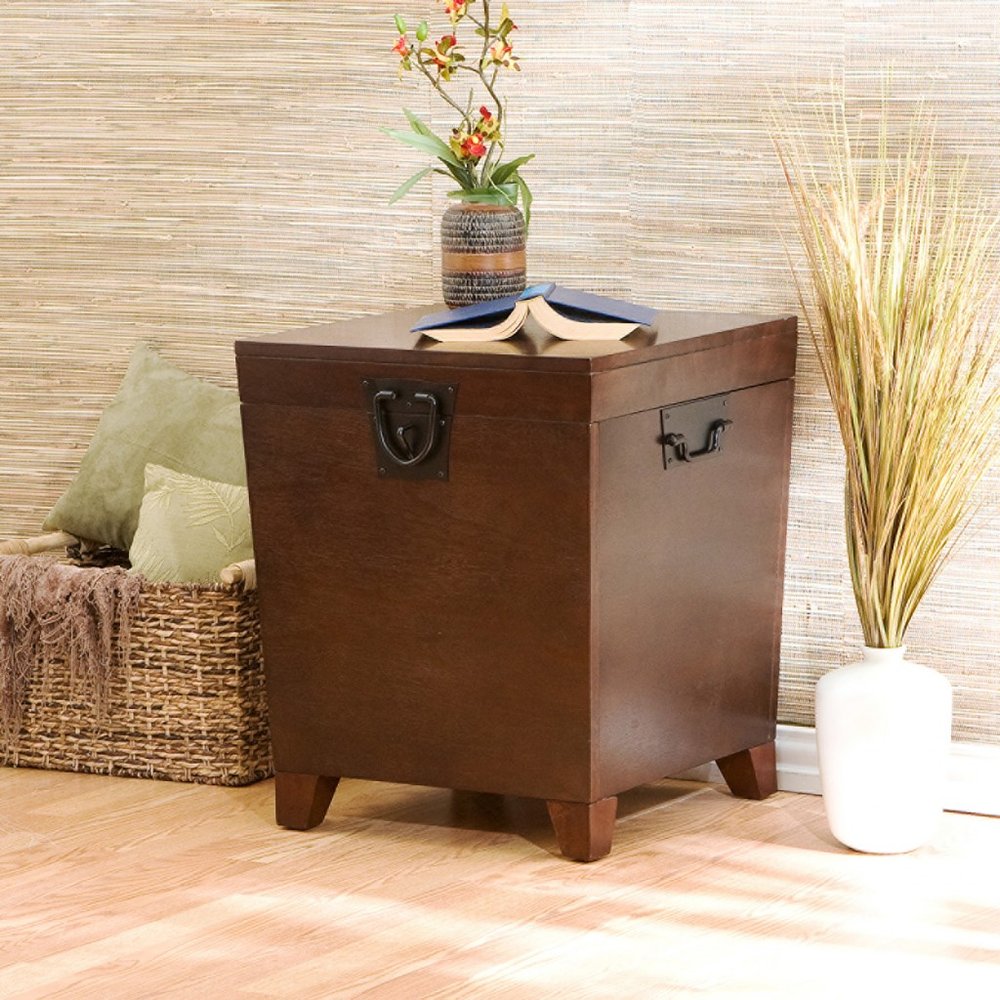 Brown Solid Wood and Manufactured Wood Square End Table - 24-inch