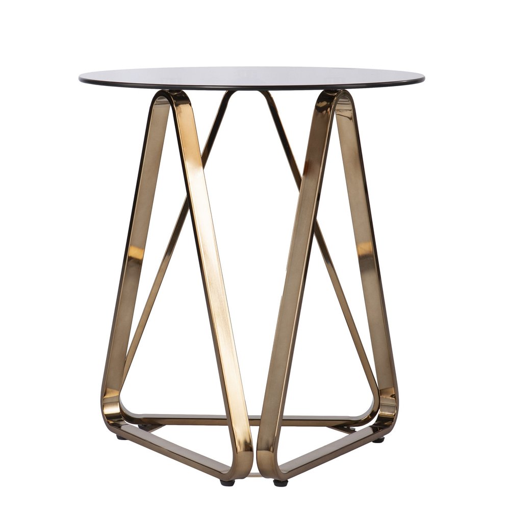 Champagne Glass and Iron Round End Table - 24-inch