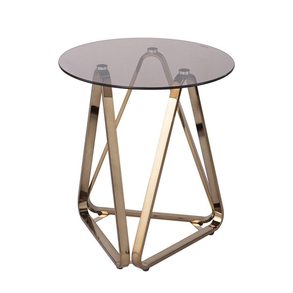 Champagne Glass and Iron Round End Table - 24-inch