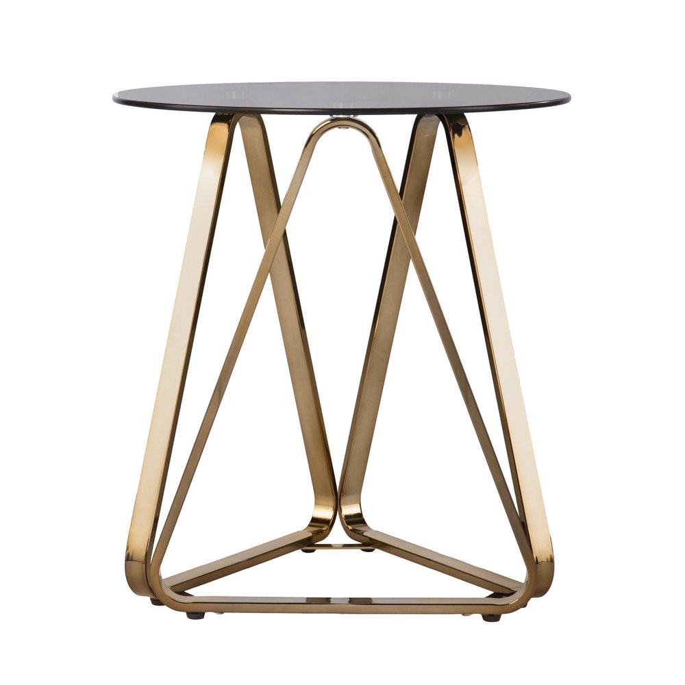 Champagne Glass and Iron Round End Table - 24-inch