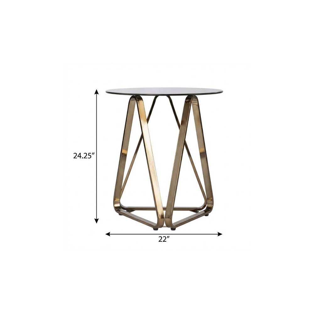 Champagne Glass and Iron Round End Table - 24-inch