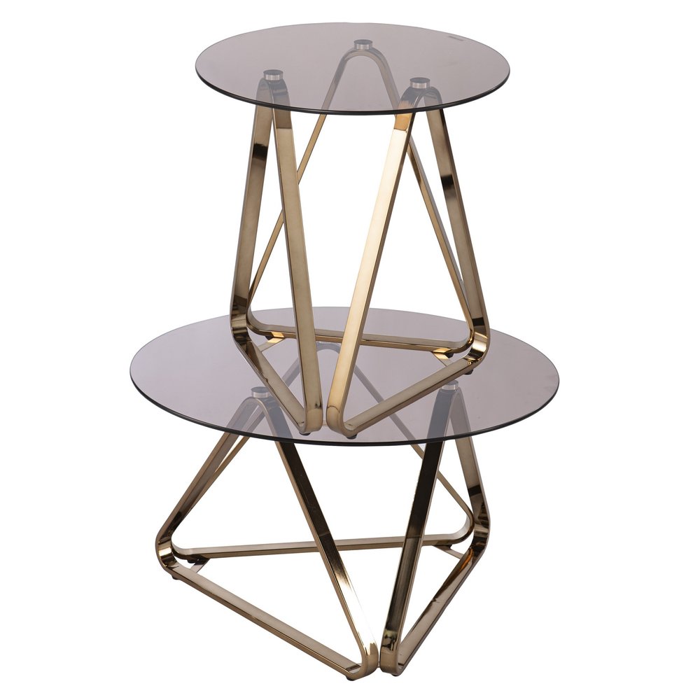 Champagne Glass and Iron Round End Table - 24-inch
