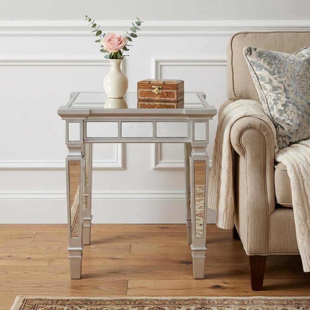 Silver Glass Square End Table - 24-inch