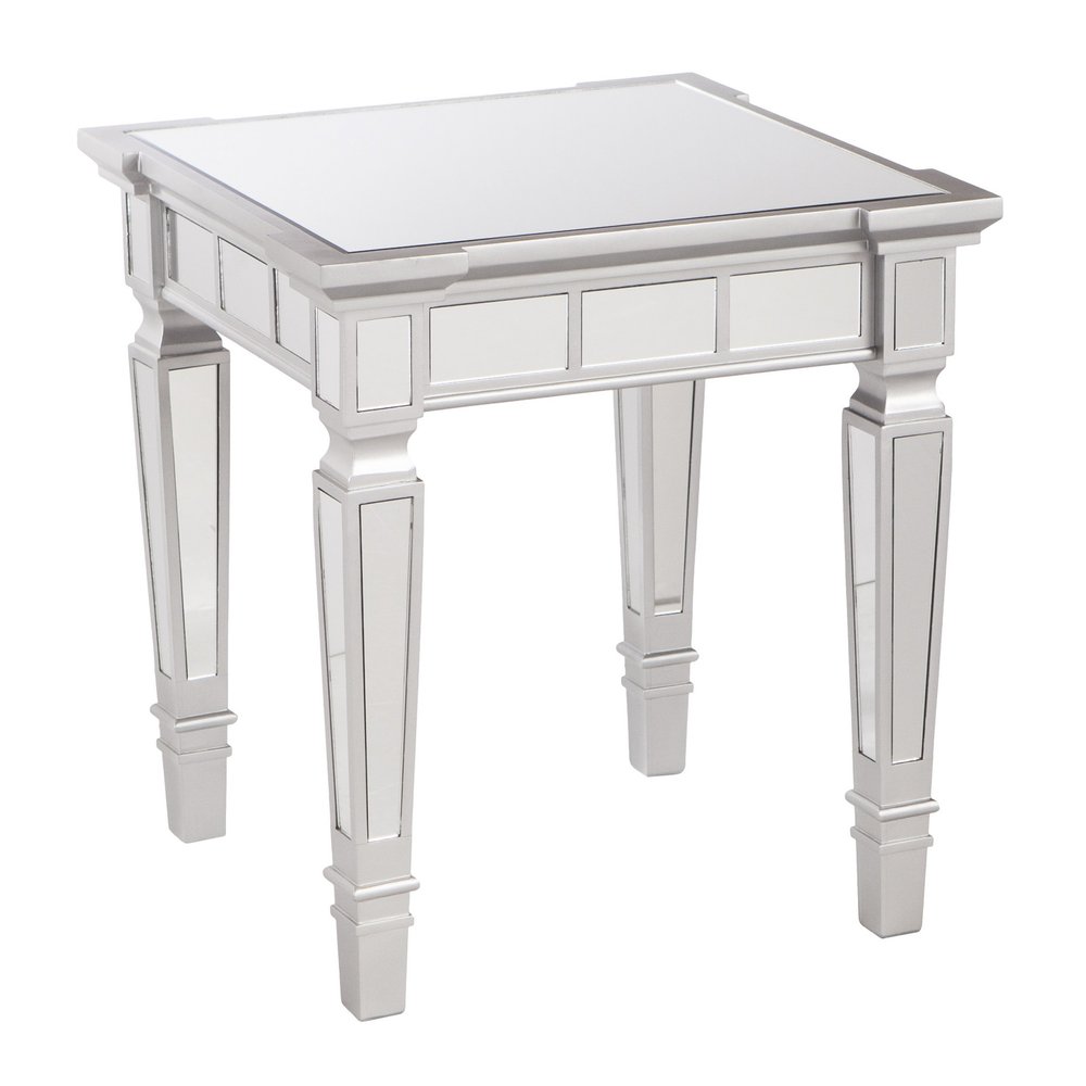 Silver Glass Square End Table - 24-inch