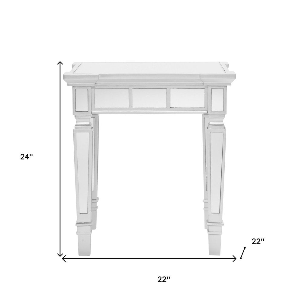 Silver Glass Square End Table - 24-inch