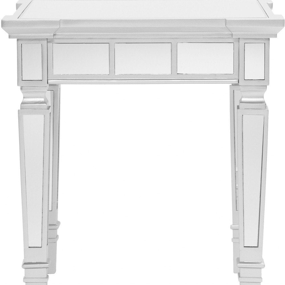 Silver Glass Square End Table - 24-inch