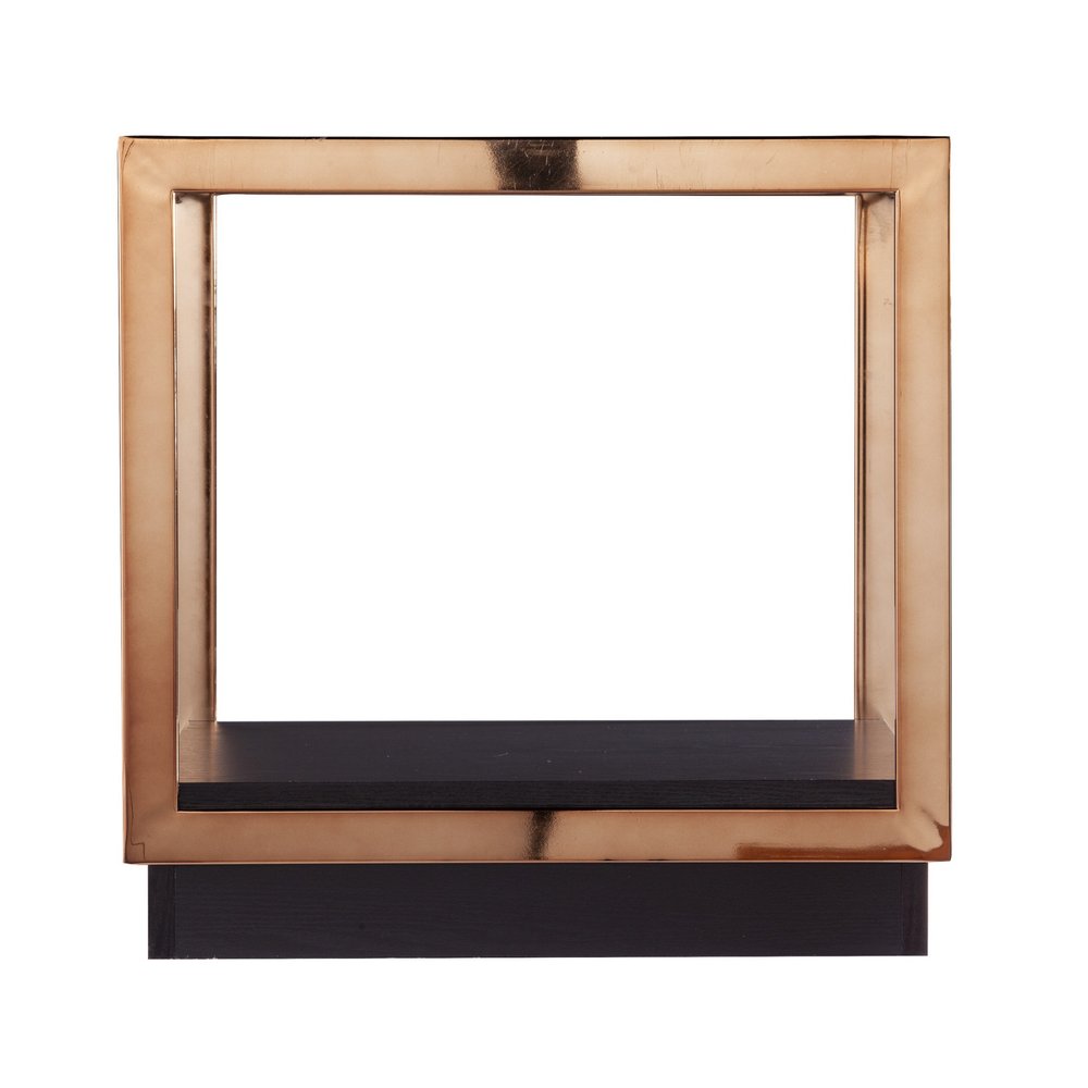 Champagne Glass and Iron Square Block End Table with Shelf - 22-inch