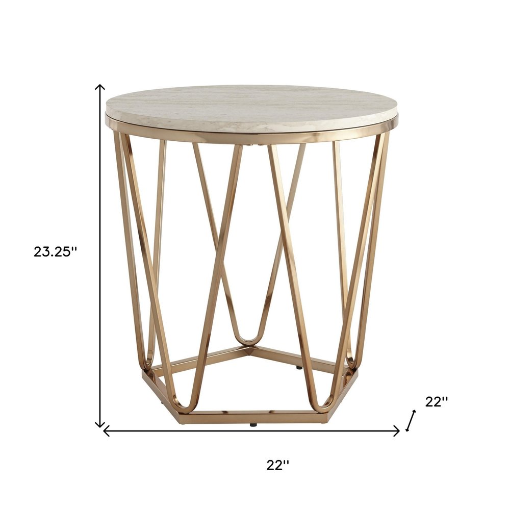 Champagne Manufactured Wood and Iron Round End Table - 23-inch