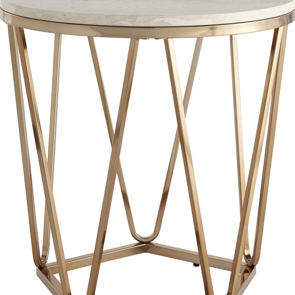 Champagne Manufactured Wood and Iron Round End Table - 23-inch