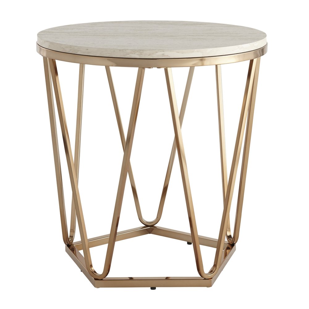 Champagne Manufactured Wood and Iron Round End Table - 23-inch