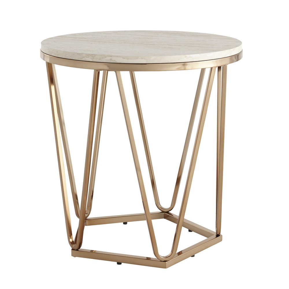 Champagne Manufactured Wood and Iron Round End Table - 23-inch