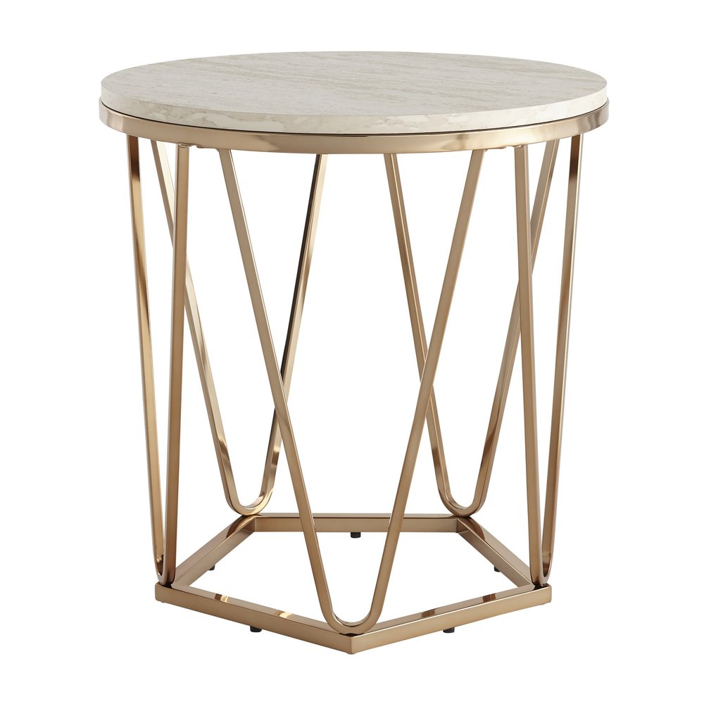 Champagne Manufactured Wood and Iron Round End Table - 23-inch