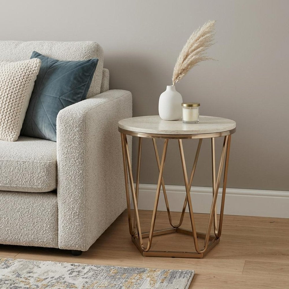 Champagne Manufactured Wood and Iron Round End Table - 23-inch