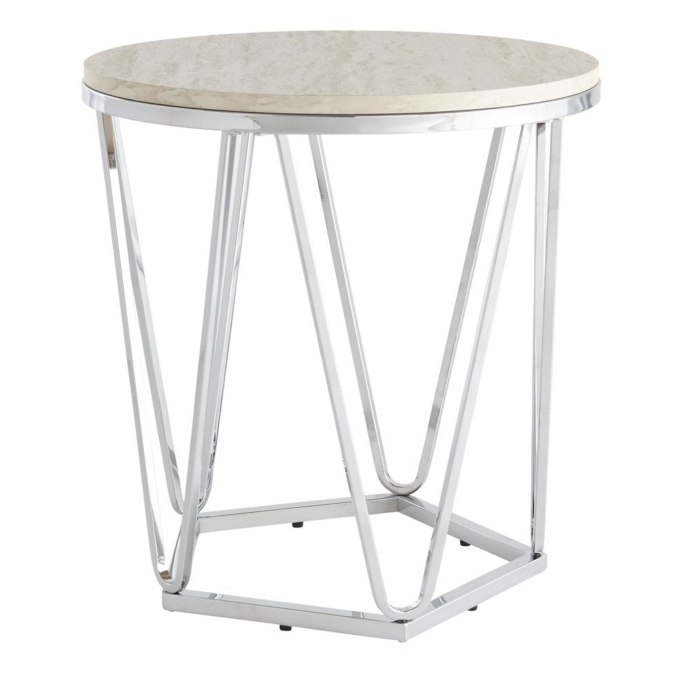 Silver Manufactured Wood and Iron Round End Table - 23-inch